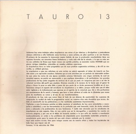 3. 1964. Tauro 13 - No 1.